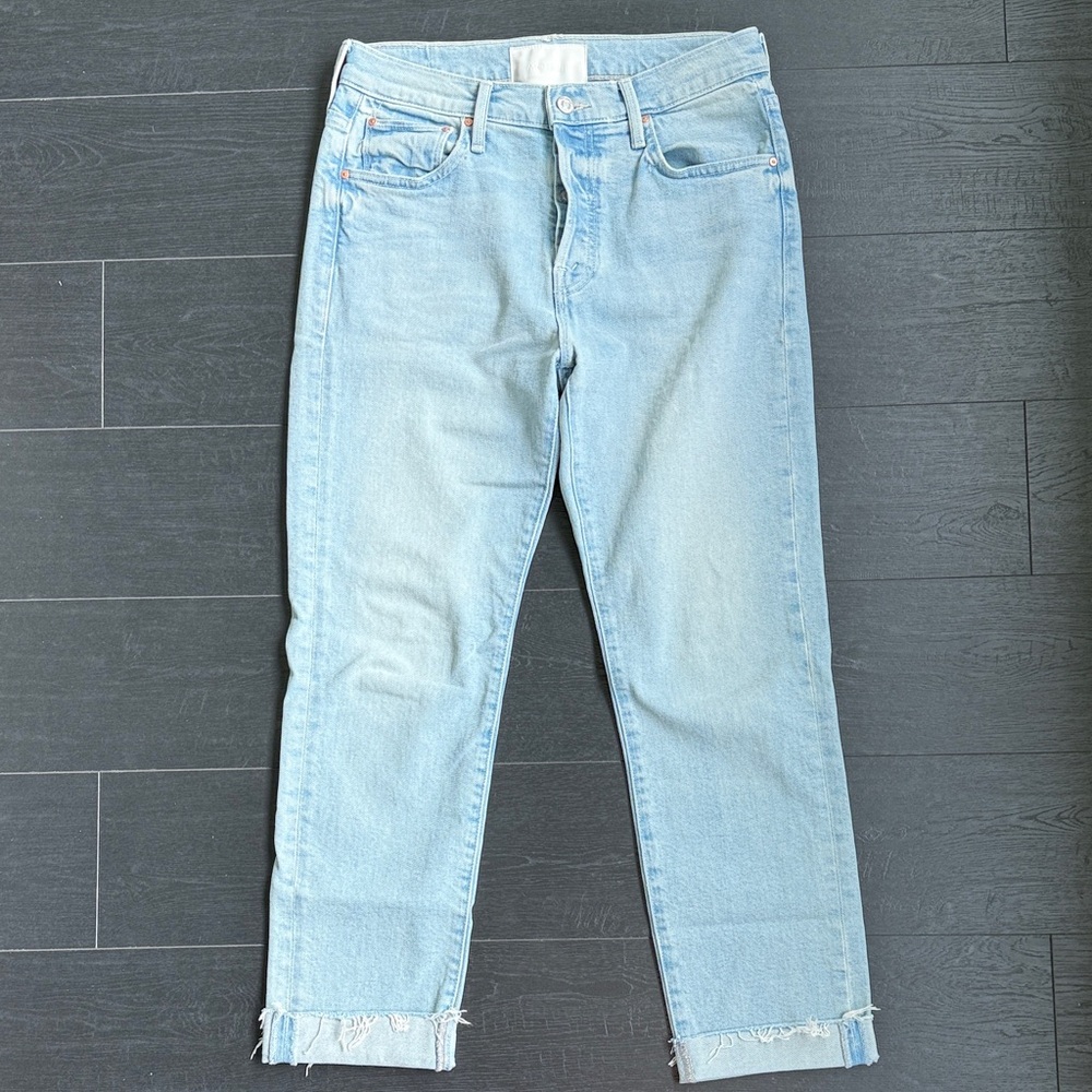 Mother The Scrapper Cuff Ankle Fray Jeans, 27